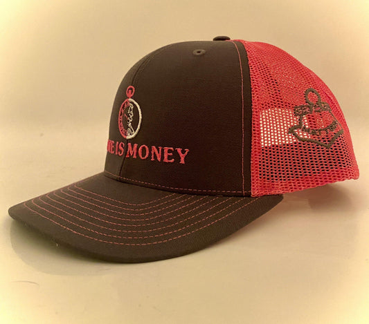 Time is Money Grey/Pink Snapback mesh Hats - Grams Matter