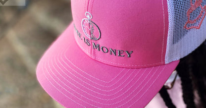 Time is Money Pink/White mesh Snapback Hats