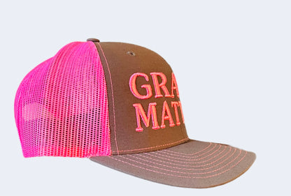 Grey/Pink mesh Snapback Hats